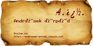Andrásek Árpád névjegykártya